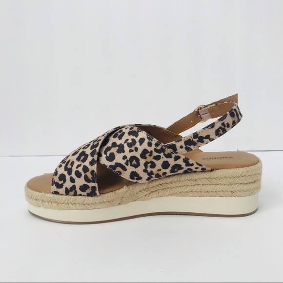New! Platform Leopard Cheetah Print Straw Espadrilles Jute Wedge Heel Sandals - Picture 4 of 9